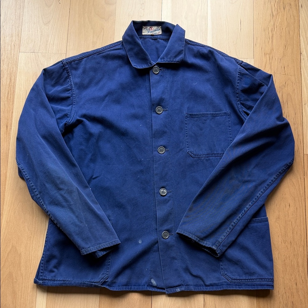 Men's Navy French Workwear Button-Up Jacket
